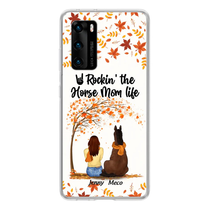 Custom Personalized Horse Mom In Autumn Phone Case - Girl With Upto 3 Horses - Case For Xiaomi, Oppo And Huawei