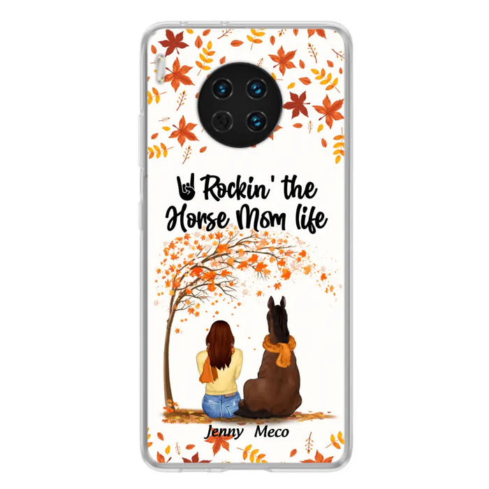 Custom Personalized Horse Mom In Autumn Phone Case - Girl With Upto 3 Horses - Case For Xiaomi, Oppo And Huawei