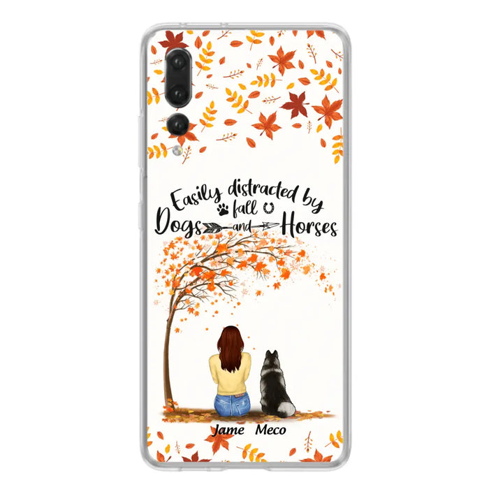 Custom Personalized Horse Dog Mom In Autumn Phone Case - Upto 3 Horses/ Dogs  - Case For Xiaomi, Oppo And Huawei