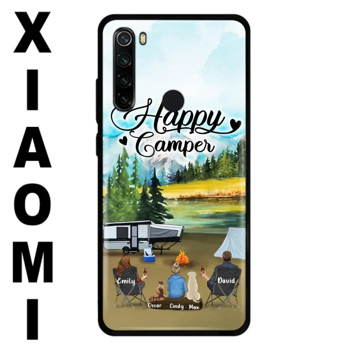 Custom Personalized Camping Phone Case - Parents With 1 Kids And 2 Pets - Best Gift For Family - Happy Camper - Case For Xiaomi, Oppo And Huawei