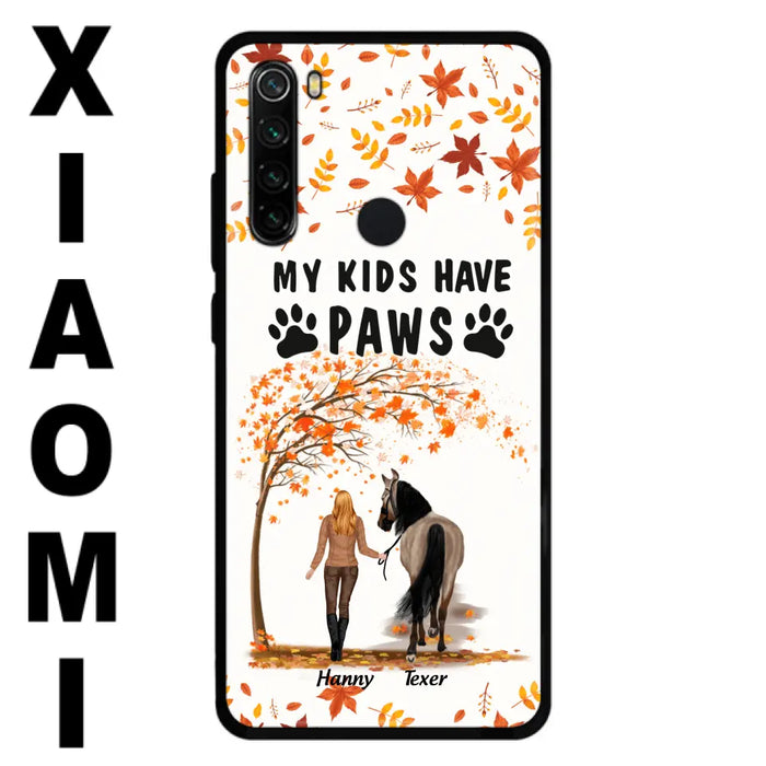 Custom Personalized Horse Mom In Autumn Phone Case - Girl With Upto 2 Horses - My Kids Have Paws - Case For Xiaomi, Oppo And Huawei