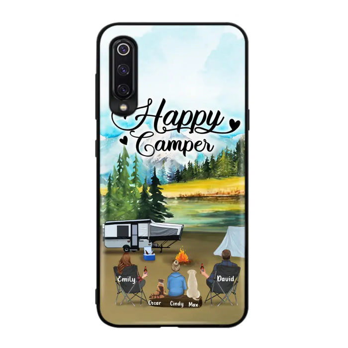 Custom Personalized Camping Phone Case - Parents With 1 Kids And 2 Pets - Best Gift For Family - Happy Camper - Case For Xiaomi, Oppo And Huawei