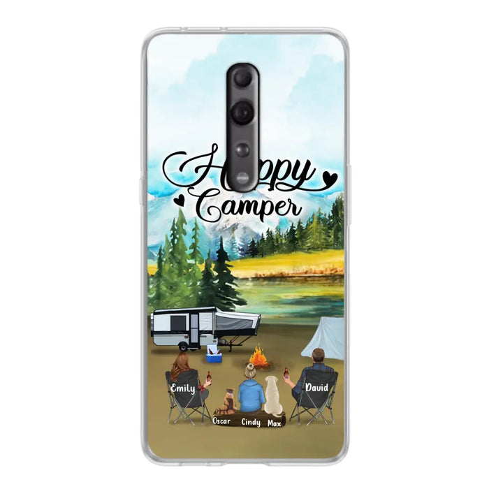 Custom Personalized Camping Phone Case - Parents With 1 Kids And 2 Pets - Best Gift For Family - Happy Camper - Case For Xiaomi, Oppo And Huawei