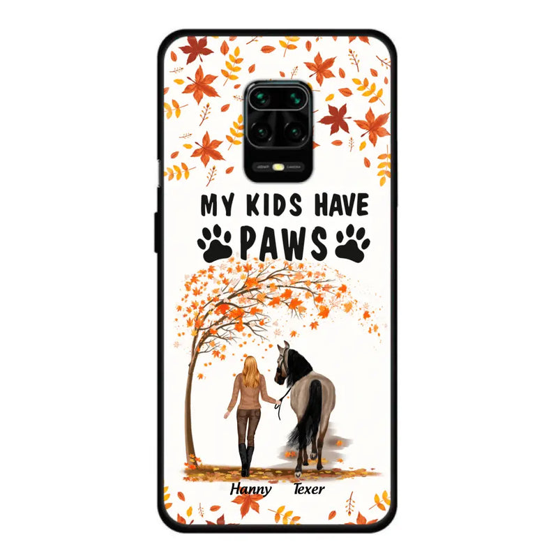Personalized Horse Mom In Autumn Phone Case - Girl With Up to 2 Horses - My Kids Have Paws - Case For Xiaomi, Oppo And Huawei
