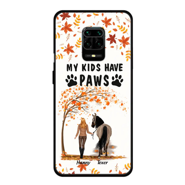 Custom Personalized Horse Mom In Autumn Phone Case - Girl With Upto 2 Horses - My Kids Have Paws - Case For Xiaomi, Oppo And Huawei