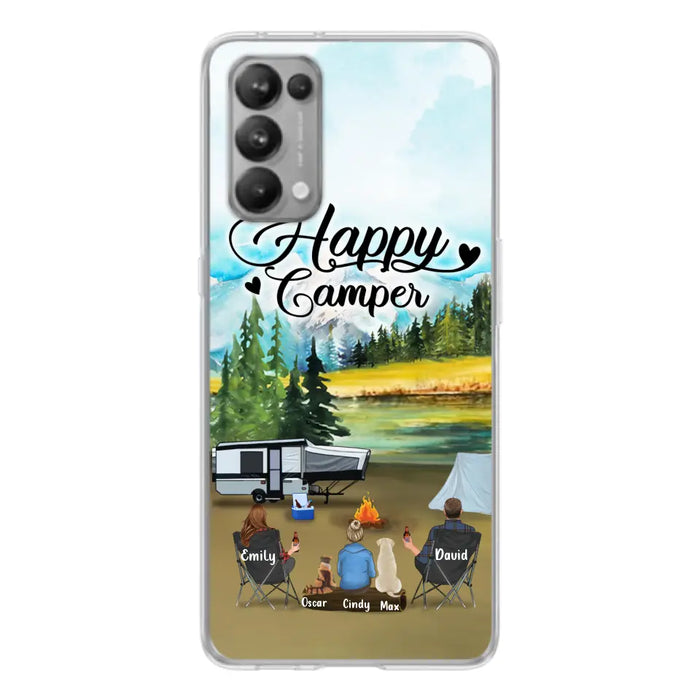 Custom Personalized Camping Phone Case - Parents With 1 Kids And 2 Pets - Best Gift For Family - Happy Camper - Case For Xiaomi, Oppo And Huawei