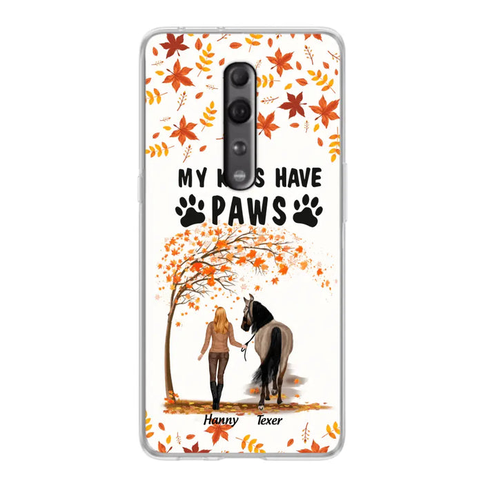 Custom Personalized Horse Mom In Autumn Phone Case - Girl With Upto 2 Horses - My Kids Have Paws - Case For Xiaomi, Oppo And Huawei