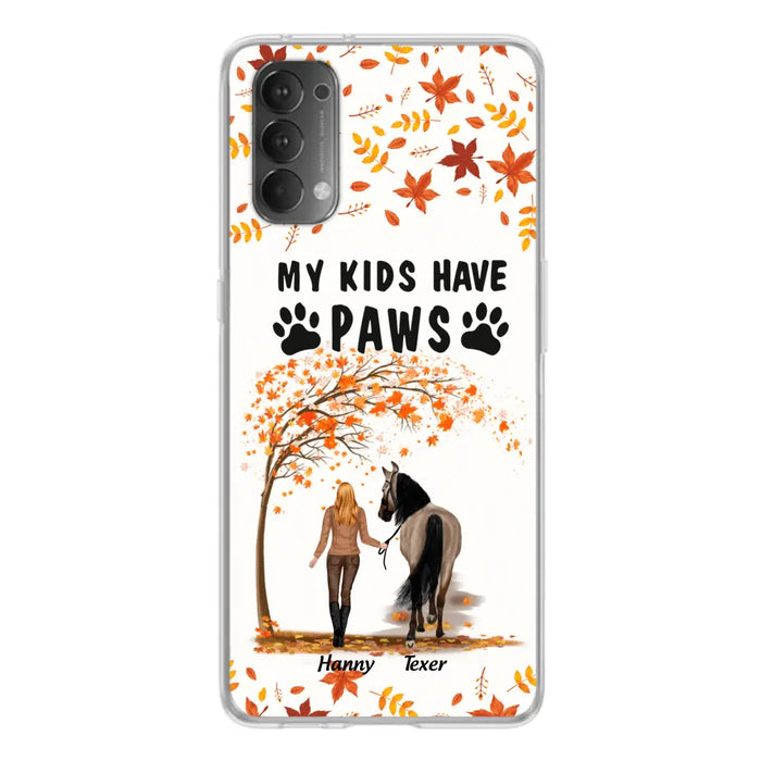 Custom Personalized Horse Mom In Autumn Phone Case - Girl With Upto 2 Horses - My Kids Have Paws - Case For Xiaomi, Oppo And Huawei