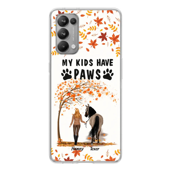 Custom Personalized Horse Mom In Autumn Phone Case - Girl With Upto 2 Horses - My Kids Have Paws - Case For Xiaomi, Oppo And Huawei