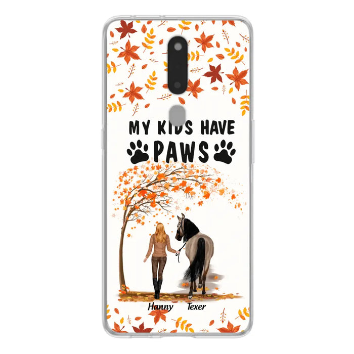 Custom Personalized Horse Mom In Autumn Phone Case - Girl With Upto 2 Horses - My Kids Have Paws - Case For Xiaomi, Oppo And Huawei