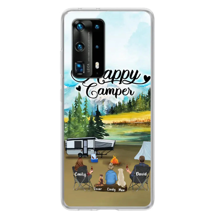 Custom Personalized Camping Phone Case - Parents With 1 Kids And 2 Pets - Best Gift For Family - Happy Camper - Case For Xiaomi, Oppo And Huawei