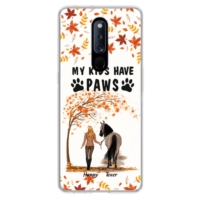 Custom Personalized Horse Mom In Autumn Phone Case - Girl With Upto 2 Horses - My Kids Have Paws - Case For Xiaomi, Oppo And Huawei