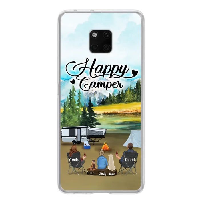 Custom Personalized Camping Phone Case - Parents With 1 Kids And 2 Pets - Best Gift For Family - Happy Camper - Case For Xiaomi, Oppo And Huawei