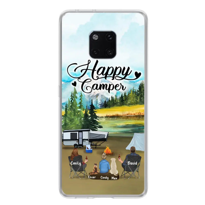 Custom Personalized Camping Phone Case - Parents With 1 Kids And 2 Pets - Best Gift For Family - Happy Camper - Case For Xiaomi, Oppo And Huawei