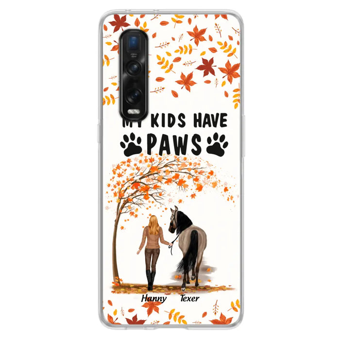 Custom Personalized Horse Mom In Autumn Phone Case - Girl With Upto 2 Horses - My Kids Have Paws - Case For Xiaomi, Oppo And Huawei