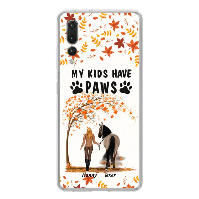 Custom Personalized Horse Mom In Autumn Phone Case - Girl With Upto 2 Horses - My Kids Have Paws - Case For Xiaomi, Oppo And Huawei