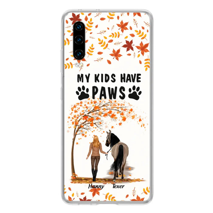 Custom Personalized Horse Mom In Autumn Phone Case - Girl With Upto 2 Horses - My Kids Have Paws - Case For Xiaomi, Oppo And Huawei