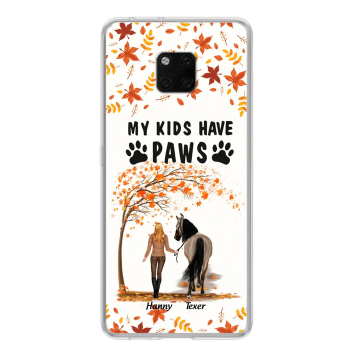 Custom Personalized Horse Mom In Autumn Phone Case - Girl With Upto 2 Horses - My Kids Have Paws - Case For Xiaomi, Oppo And Huawei