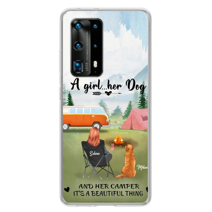 Custom Personalized Dog Mom Camping Phone Case - Mom With Upto 4 Dogs - Best Gift For Dog Lovers - For Huawei, Xiaomi And Oppo Phone Case