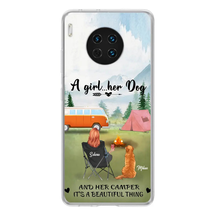 Custom Personalized Dog Mom Camping Phone Case - Mom With Upto 4 Dogs - Best Gift For Dog Lovers - For Huawei, Xiaomi And Oppo Phone Case