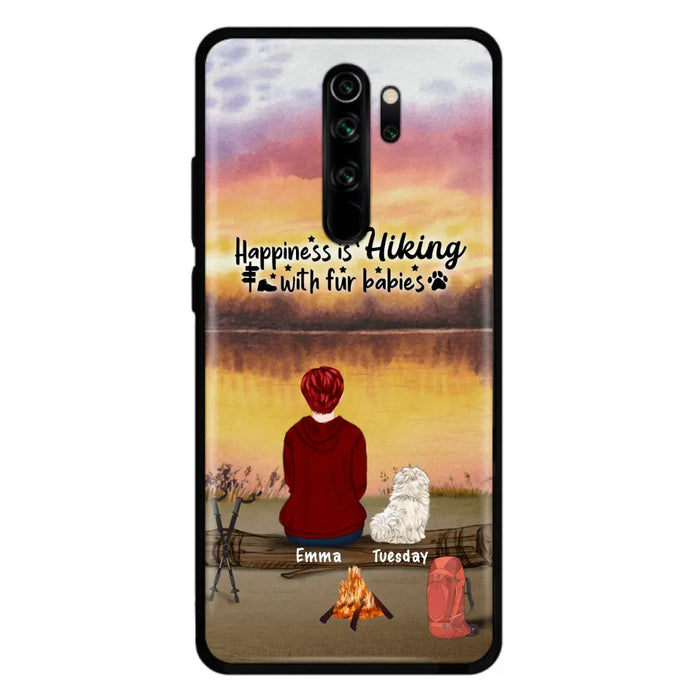 Custom Personalized Hiking Phone Case - Man/ Woman/ Couple With Upto 4 Pets - Gift For Cat/ Dog Lover - Happiness Is Hiking With Fur Babies - Case For Xiaomi, Oppo And Huawei