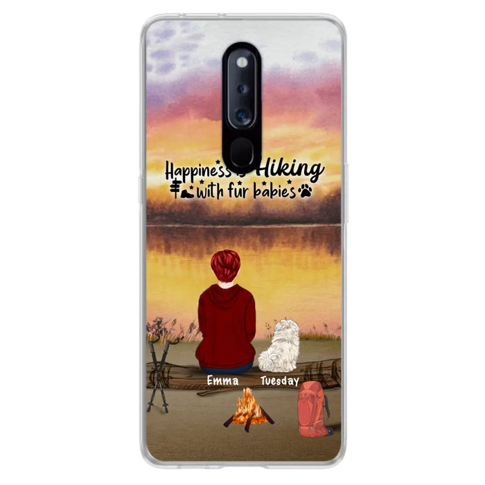 Custom Personalized Hiking Phone Case - Man/ Woman/ Couple With Upto 4 Pets - Gift For Cat/ Dog Lover - Happiness Is Hiking With Fur Babies - Case For Xiaomi, Oppo And Huawei