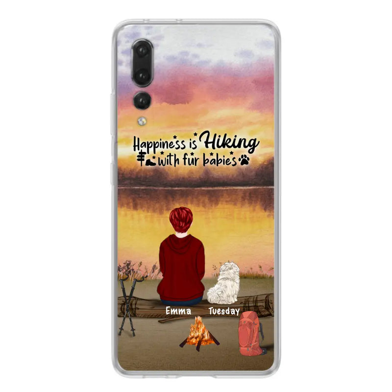 Personalized Hiking Phone Case - Man/Woman/Couple With Up to 4 Pets - Gift For Cat/Dog Lover - Happiness Is Hiking With Fur Babies - Case For Xiaomi, Oppo And Huawei