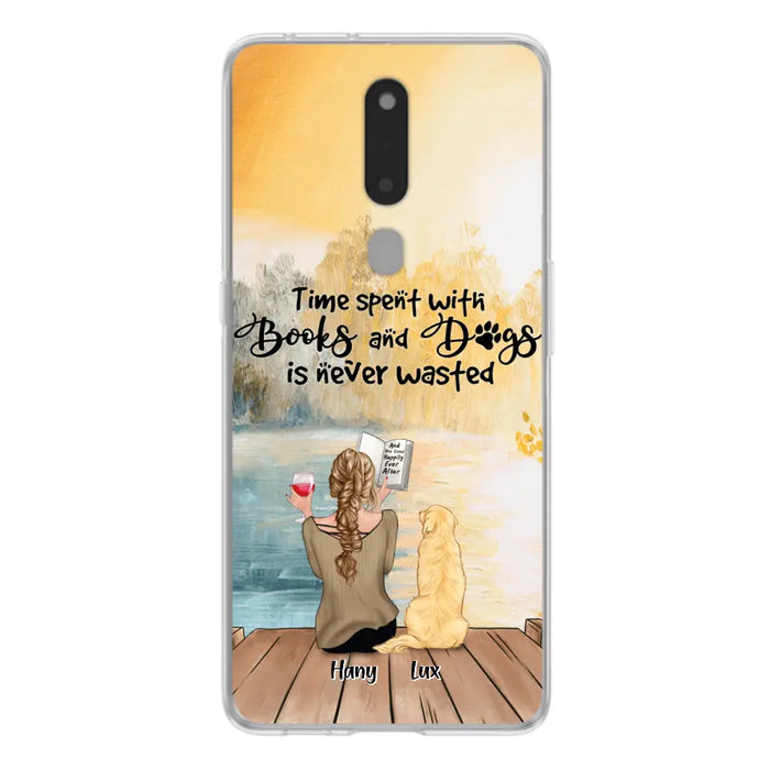 Custom Personalized Dog Book Mom Phone Case - Woman With Upto 4 Dogs - Best Gift For Dog Lover - Time Spent With Books And Dogs Is Never Wasted - Case For Xiaomi, Oppo And Huawei