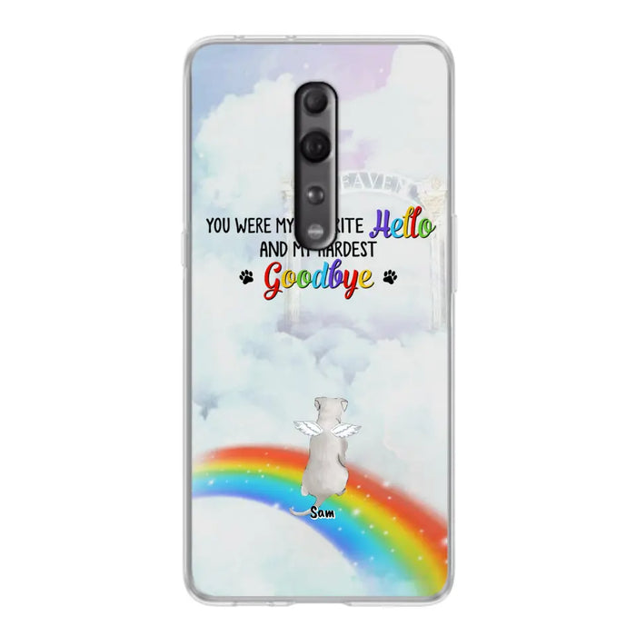 Custom Personalized Memorial Pets At Rainbow Bridge Phone Case - Upto 5 Pets - Memorial Gift For Dog Lovers/Cat Lovers - You Were My Favorite Hello And My Hardest Goodbye - For Xiaomi, Oppo And Huawei Phone Case