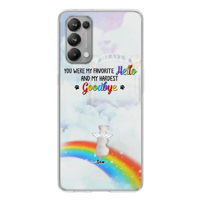 Custom Personalized Memorial Pets At Rainbow Bridge Phone Case - Upto 5 Pets - Memorial Gift For Dog Lovers/Cat Lovers - You Were My Favorite Hello And My Hardest Goodbye - For Xiaomi, Oppo And Huawei Phone Case