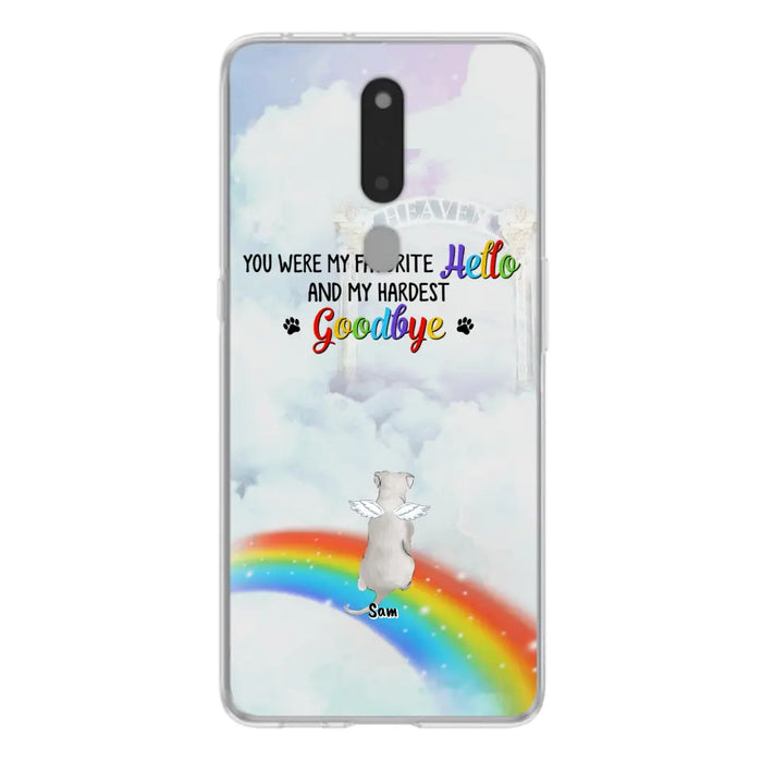 Custom Personalized Memorial Pets At Rainbow Bridge Phone Case - Upto 5 Pets - Memorial Gift For Dog Lovers/Cat Lovers - You Were My Favorite Hello And My Hardest Goodbye - For Xiaomi, Oppo And Huawei Phone Case