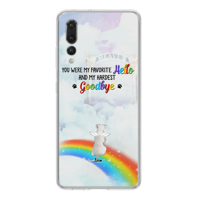 Personalized Memorial Pets At Rainbow Bridge Phone Case - Up to 5 Pets - Memorial Gift For Dog Lovers/Cat Lovers - You Were My Favorite Hello And My Hardest Goodbye - For Xiaomi, Oppo And Huawei Phone Case