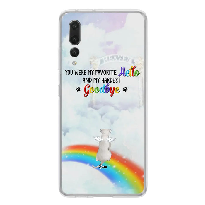 Custom Personalized Memorial Pets At Rainbow Bridge Phone Case - Upto 5 Pets - Memorial Gift For Dog Lovers/Cat Lovers - You Were My Favorite Hello And My Hardest Goodbye - For Xiaomi, Oppo And Huawei Phone Case