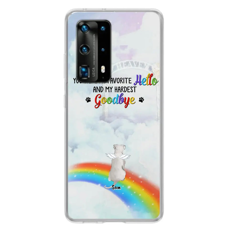 Personalized Memorial Pets At Rainbow Bridge Phone Case - Up to 5 Pets - Memorial Gift For Dog Lovers/Cat Lovers - You Were My Favorite Hello And My Hardest Goodbye - For Xiaomi, Oppo And Huawei Phone Case