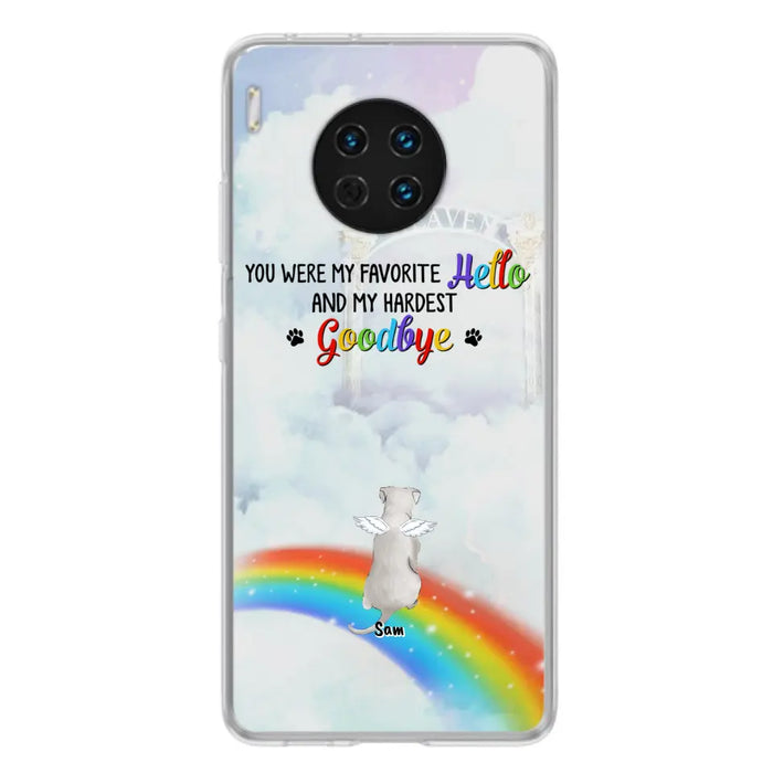 Custom Personalized Memorial Pets At Rainbow Bridge Phone Case - Upto 5 Pets - Memorial Gift For Dog Lovers/Cat Lovers - You Were My Favorite Hello And My Hardest Goodbye - For Xiaomi, Oppo And Huawei Phone Case