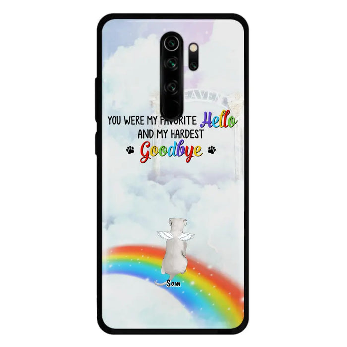 Custom Personalized Memorial Pets At Rainbow Bridge Phone Case - Upto 5 Pets - Memorial Gift For Dog Lovers/Cat Lovers - You Were My Favorite Hello And My Hardest Goodbye - For Xiaomi, Oppo And Huawei Phone Case