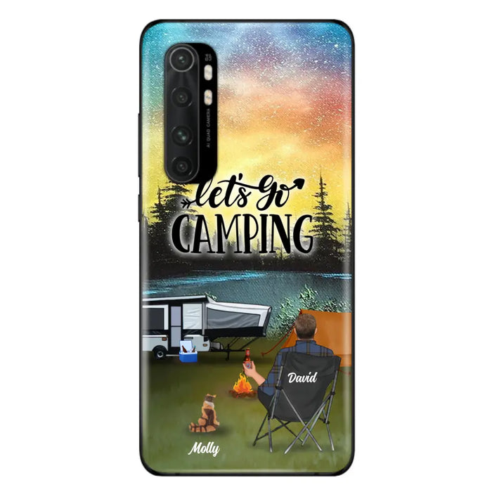 Custom Personalized Night Camping Phone Case - Solo/ Couple With Upto 6 Pets - Gift For Camping Lover - Let's Go Camping - Case For Xiaomi, Oppo And Huawei