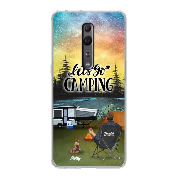 Custom Personalized Night Camping Phone Case - Solo/ Couple With Upto 6 Pets - Gift For Camping Lover - Let's Go Camping - Case For Xiaomi, Oppo And Huawei