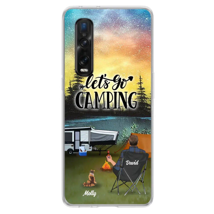 Custom Personalized Night Camping Phone Case - Solo/ Couple With Upto 6 Pets - Gift For Camping Lover - Let's Go Camping - Case For Xiaomi, Oppo And Huawei