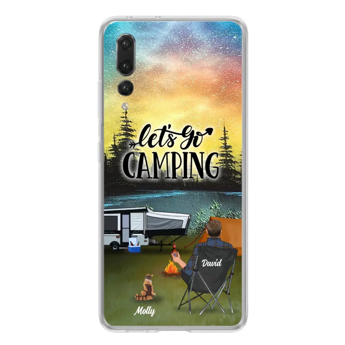 Custom Personalized Night Camping Phone Case - Solo/ Couple With Upto 6 Pets - Gift For Camping Lover - Let's Go Camping - Case For Xiaomi, Oppo And Huawei