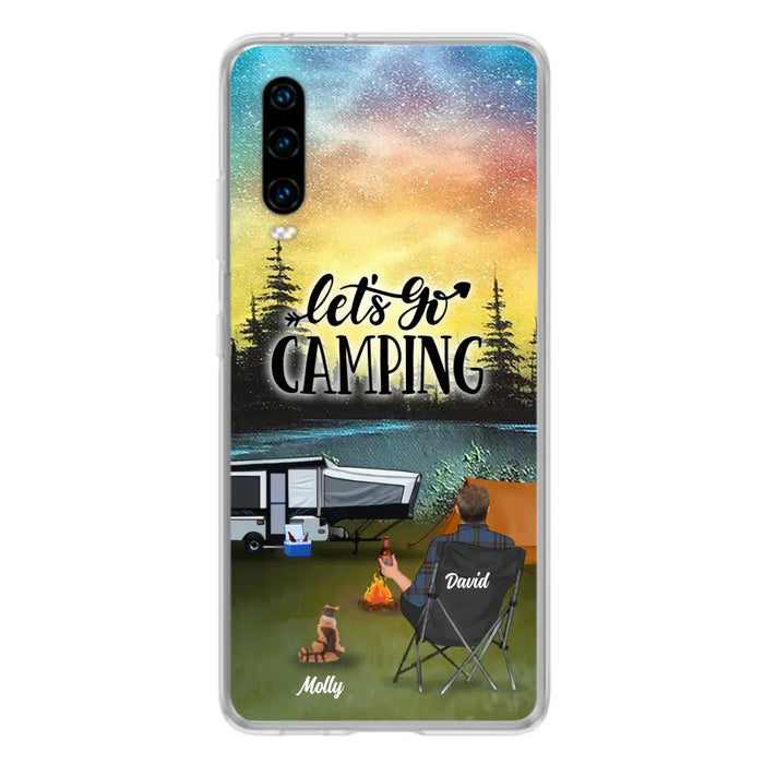 Custom Personalized Night Camping Phone Case - Solo/ Couple With Upto 6 Pets - Gift For Camping Lover - Let's Go Camping - Case For Xiaomi, Oppo And Huawei