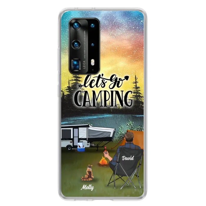 Custom Personalized Night Camping Phone Case - Solo/ Couple With Upto 6 Pets - Gift For Camping Lover - Let's Go Camping - Case For Xiaomi, Oppo And Huawei