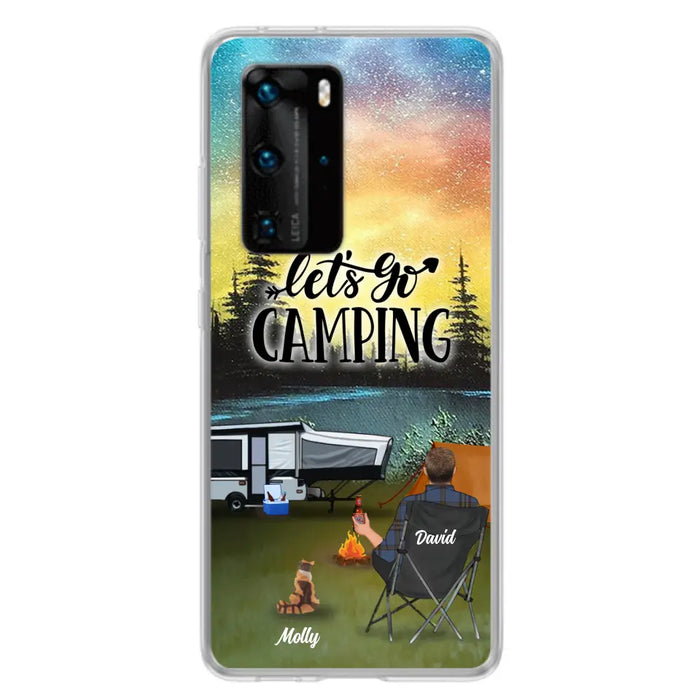 Custom Personalized Night Camping Phone Case - Solo/ Couple With Upto 6 Pets - Gift For Camping Lover - Let's Go Camping - Case For Xiaomi, Oppo And Huawei