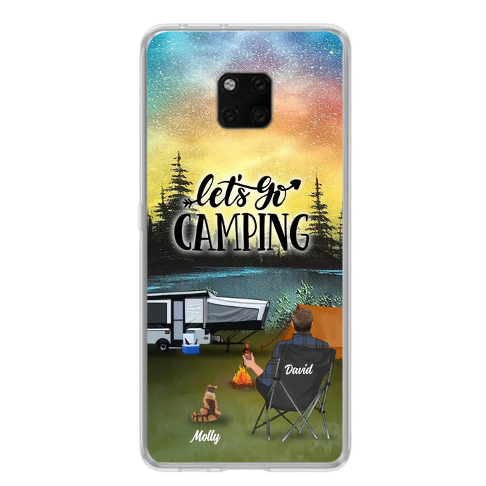 Custom Personalized Night Camping Phone Case - Solo/ Couple With Upto 6 Pets - Gift For Camping Lover - Let's Go Camping - Case For Xiaomi, Oppo And Huawei