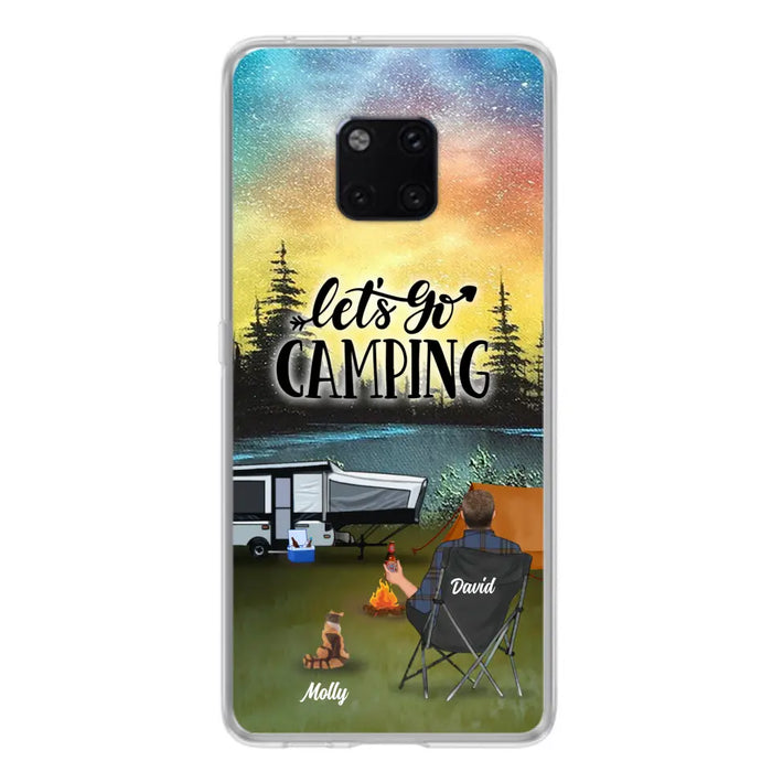 Custom Personalized Night Camping Phone Case - Solo/ Couple With Upto 6 Pets - Gift For Camping Lover - Let's Go Camping - Case For Xiaomi, Oppo And Huawei