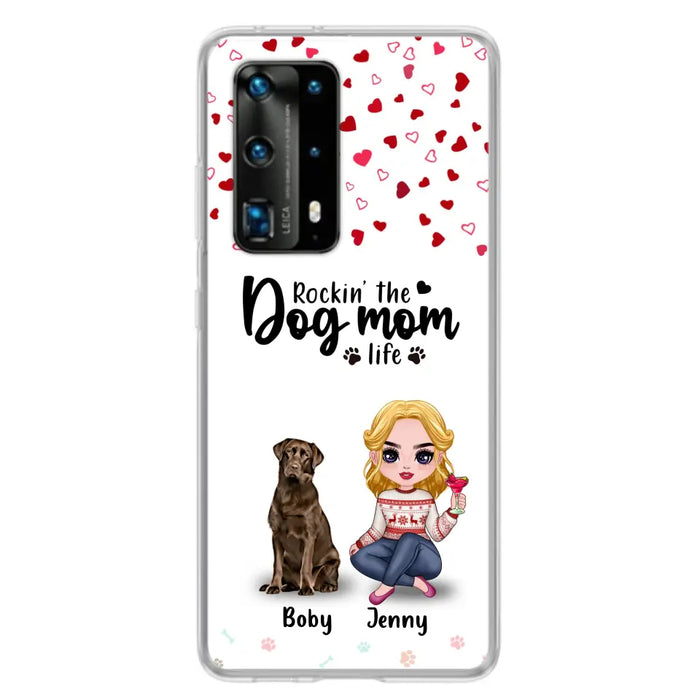 Custom Personalized Dog Mom Front Phone Case - Upto 5 Dogs - Gift Idea For Dog Lover - Rockin' The Dog Mom Life - Case For Xiaomi, Oppo And Huawei