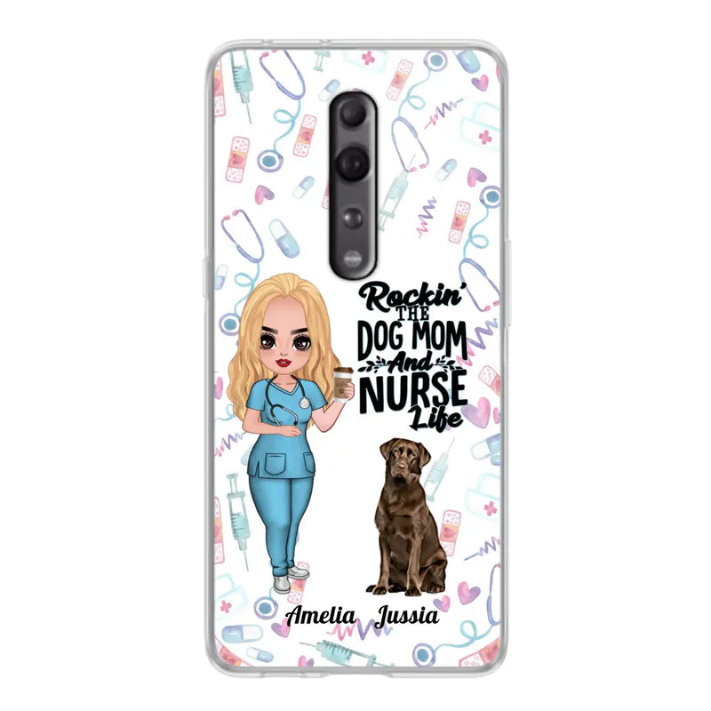 Personalized Nurse Dog Mom Phone Case - Up to 5 Dogs - Gift Idea For Dog Lover - Rockin' The Dog Mom And Nurse Life - Case For Xiaomi, Oppo And Huawei