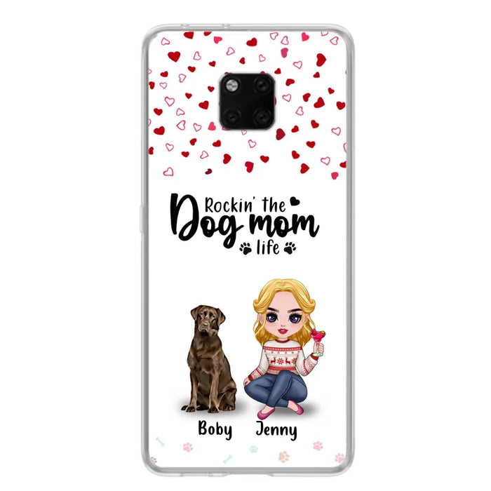 Custom Personalized Dog Mom Front Phone Case - Upto 5 Dogs - Gift Idea For Dog Lover - Rockin' The Dog Mom Life - Case For Xiaomi, Oppo And Huawei