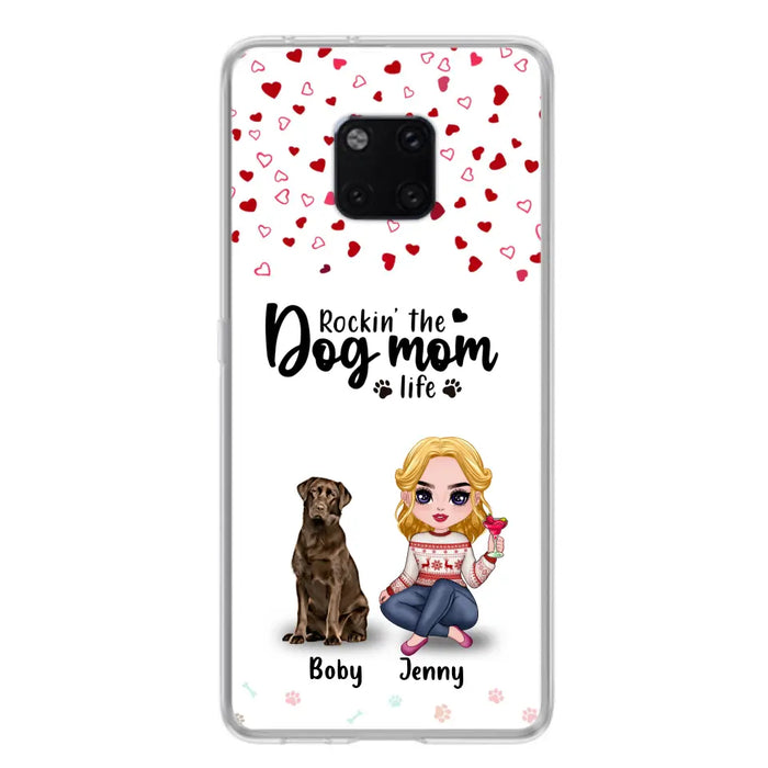 Custom Personalized Dog Mom Front Phone Case - Upto 5 Dogs - Gift Idea For Dog Lover - Rockin' The Dog Mom Life - Case For Xiaomi, Oppo And Huawei