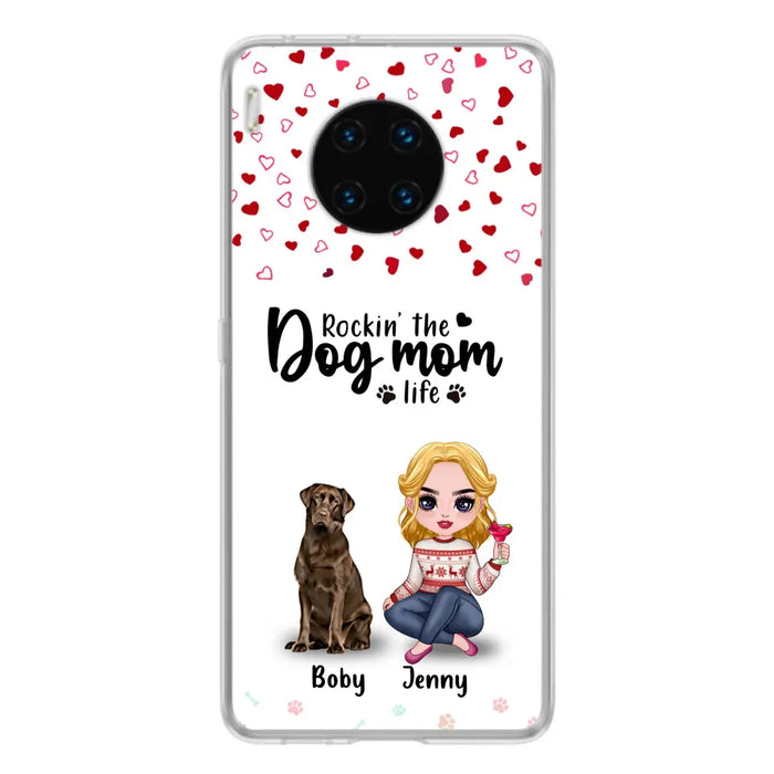 Custom Personalized Dog Mom Front Phone Case - Upto 5 Dogs - Gift Idea For Dog Lover - Rockin' The Dog Mom Life - Case For Xiaomi, Oppo And Huawei